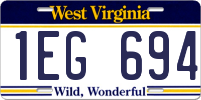WV license plate 1EG694