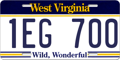 WV license plate 1EG700