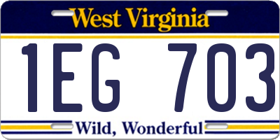 WV license plate 1EG703
