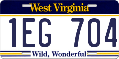 WV license plate 1EG704
