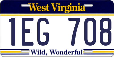 WV license plate 1EG708