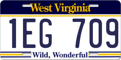 WV license plate 1EG709