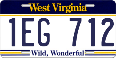WV license plate 1EG712