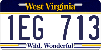 WV license plate 1EG713