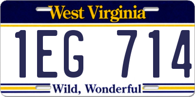 WV license plate 1EG714