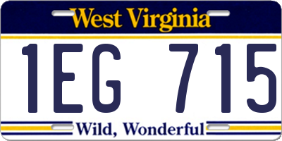 WV license plate 1EG715