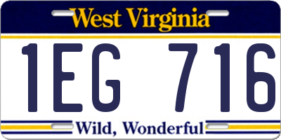 WV license plate 1EG716
