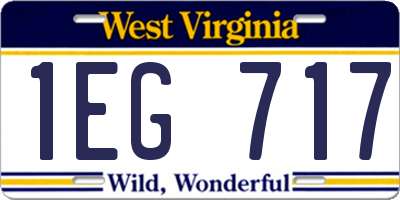 WV license plate 1EG717