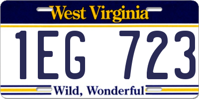 WV license plate 1EG723