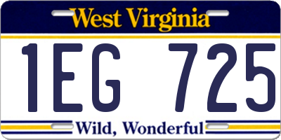 WV license plate 1EG725