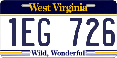 WV license plate 1EG726