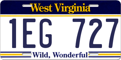 WV license plate 1EG727