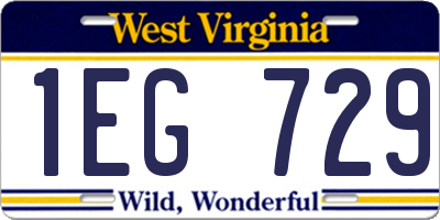 WV license plate 1EG729