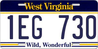 WV license plate 1EG730