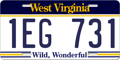 WV license plate 1EG731