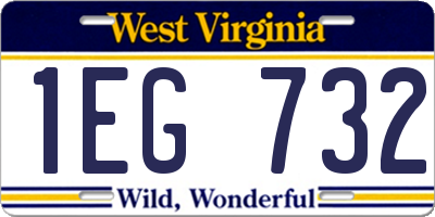 WV license plate 1EG732