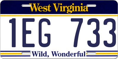WV license plate 1EG733