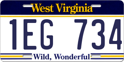WV license plate 1EG734