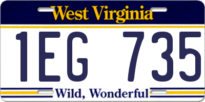 WV license plate 1EG735