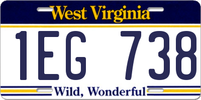 WV license plate 1EG738