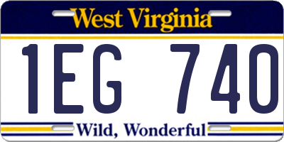 WV license plate 1EG740