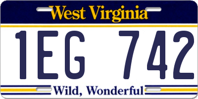 WV license plate 1EG742