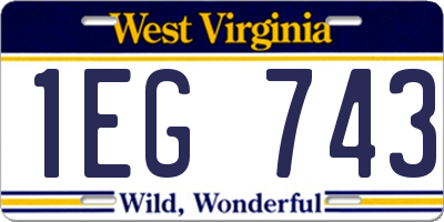 WV license plate 1EG743