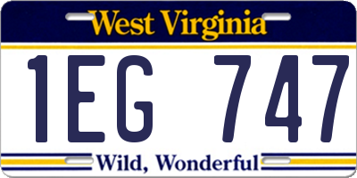 WV license plate 1EG747