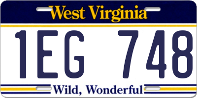 WV license plate 1EG748