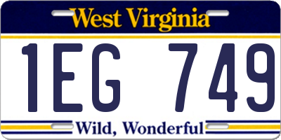WV license plate 1EG749