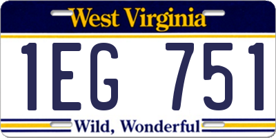 WV license plate 1EG751