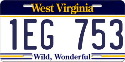 WV license plate 1EG753