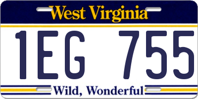 WV license plate 1EG755