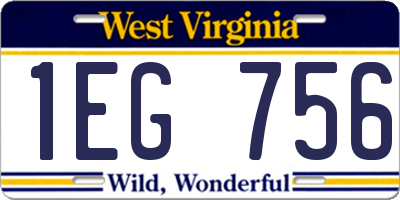 WV license plate 1EG756