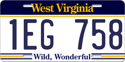 WV license plate 1EG758