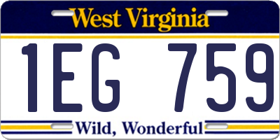 WV license plate 1EG759