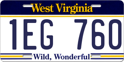 WV license plate 1EG760