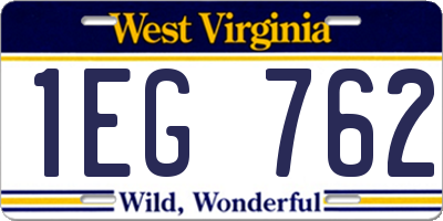 WV license plate 1EG762
