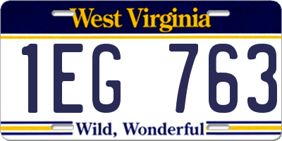 WV license plate 1EG763