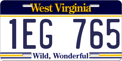WV license plate 1EG765