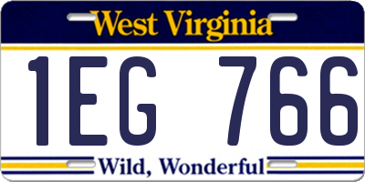 WV license plate 1EG766