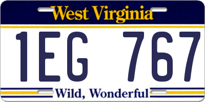 WV license plate 1EG767