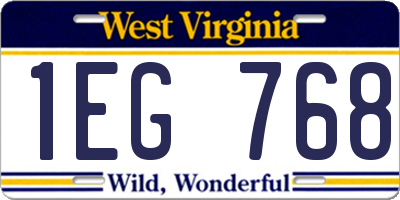 WV license plate 1EG768