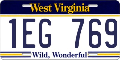 WV license plate 1EG769