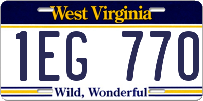 WV license plate 1EG770