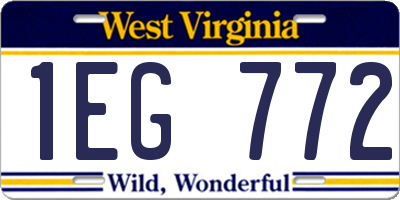 WV license plate 1EG772