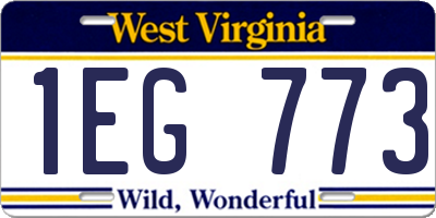 WV license plate 1EG773