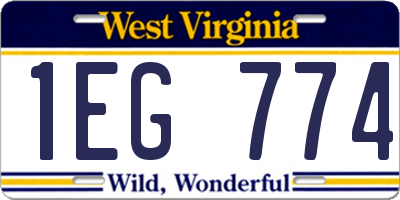 WV license plate 1EG774