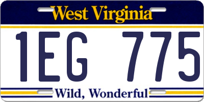 WV license plate 1EG775