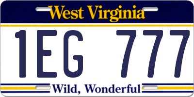 WV license plate 1EG777